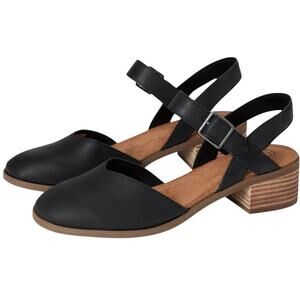 TOMS Womens Jaclyn Mary Jane Heels US 11 EU 42.5 Black Leather NIB